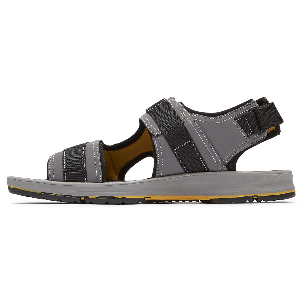 Rockport Singapore Mens Sandals - Lucky Bay Sport 3 Strap Grey - WM8123905